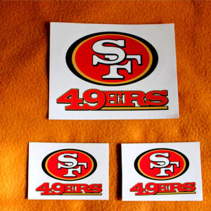 49erss Water Resistant Sticker Decal 6x4.5 in and 4.5 in (pack of 3)